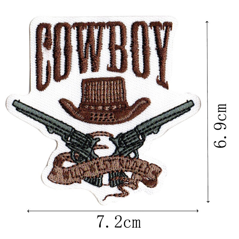 Wholesale Western Cowboy Party Cartoon Decoration Cute Patchwork Computer Embroidery Patch FS